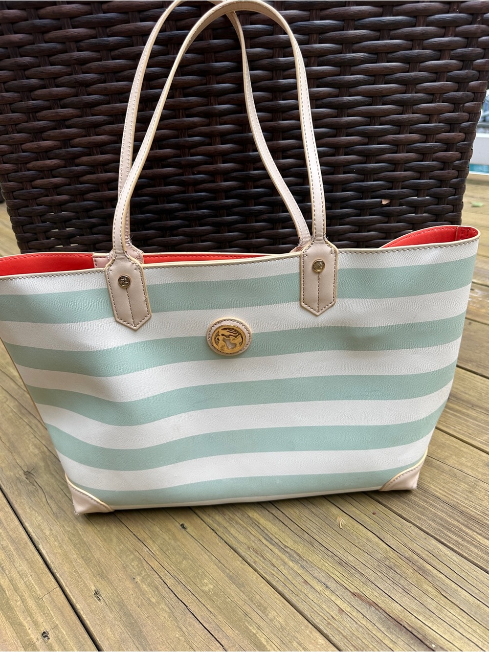 Spartina 449 Large Green & White Striped You Are Mermaizing Tote Bag